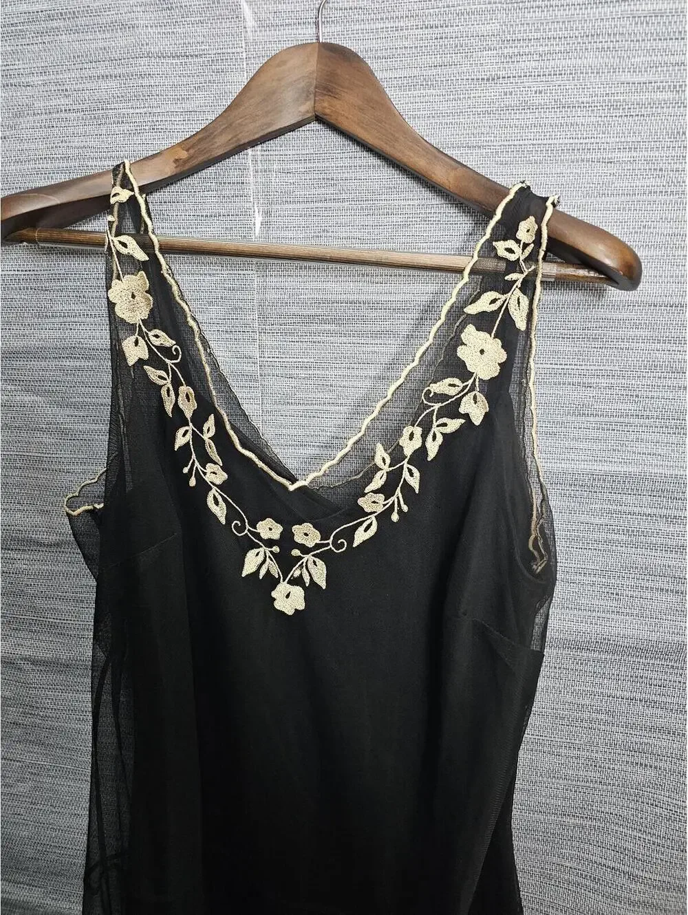 Newport News Dress Black Womens 12 Sheer Floral Embroidery - Picture 4 of 8